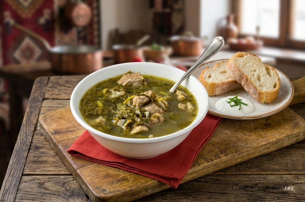 Tschakapuli, ein georgisches Schmorgericht mit Fleisch, Mirabellen und Estragon