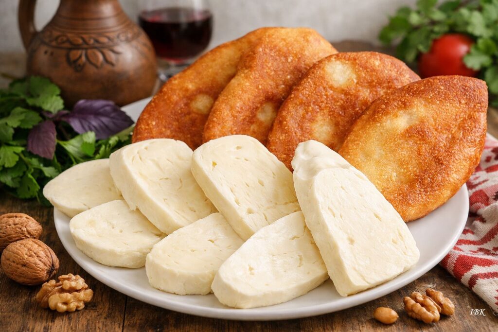 Georgisches Maisbrot und Sulguni-Käse